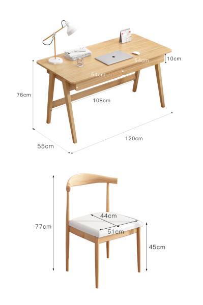 Großhandel B2B Massivholz Arbeits Tisch Computer Schreibtisch 120cm Kautschuk Set mit Stuhl